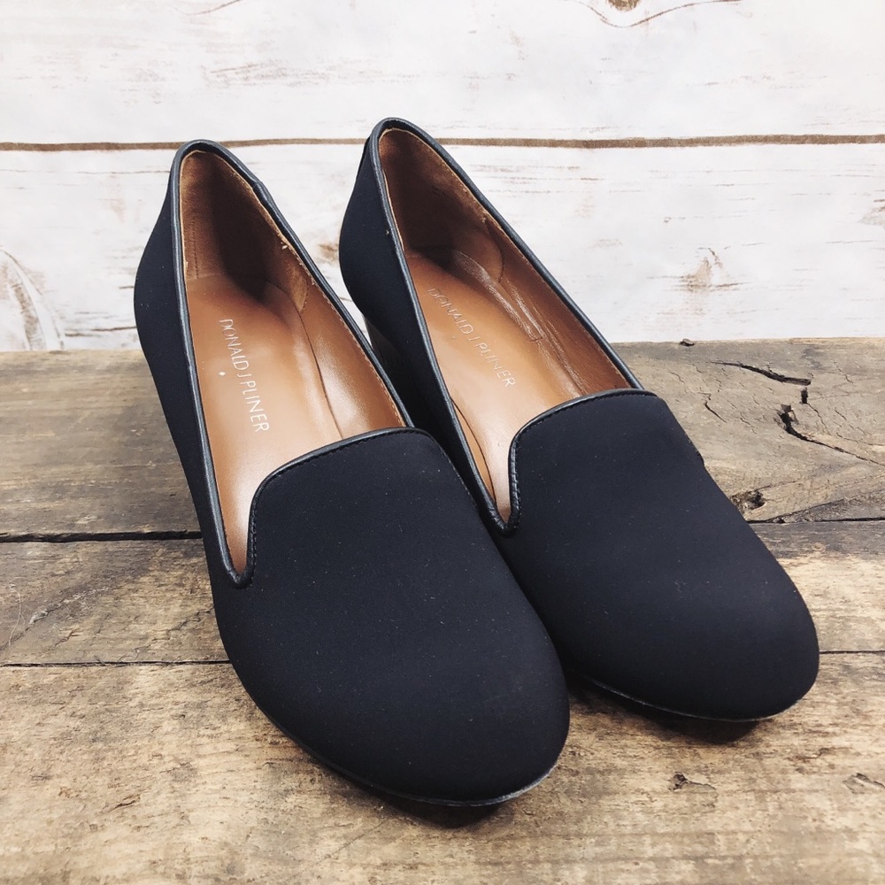 Donald J Pliner Natali black leather wedge loafer